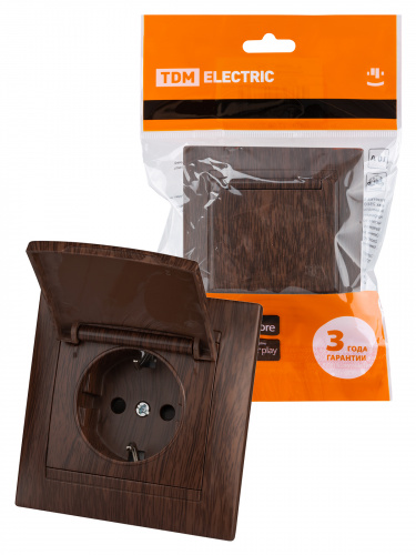 Розетка 2П+З 16А 250В IP44 с защ. шт. с крышкой венге , с/у, "Лама" (10/120) TDM (SQ1815-0414) Розетка 2П+З 16А 250В IP44 с защ. шт. с крышкой венге , с/у, "Лама" (10/120) TDM (SQ1815-0414)