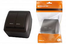 Выключатель 2-кл. открытой установки с подсветкой IP44 10А шоколад "Селигер" TDM (1/10/120) (SQ1818-0204)