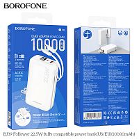 Мобильный аккумулятор Аккумулятор внешний Borofone BJ39 Follower, 10000mAh, пластик, дисплей, QC3.0, выход USB, Type-C, кабель 8pin, Type-C, цвет: белый (1/36) (6941991107627)