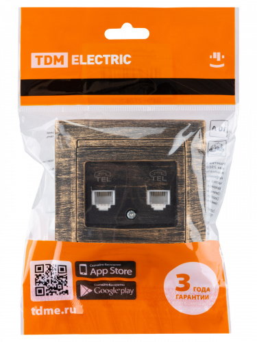 Розетка двойная телефонная RJ11 старинная бронза с/у, "Лама" (1/10) TDM (SQ1815-0759) фото 2 Розетка двойная телефонная RJ11 старинная бронза с/у, "Лама" (1/10) TDM (SQ1815-0759) фото 2