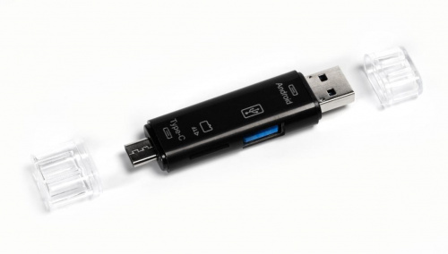 Картридер-конвертер Smartbuy USB 2.0, SBR-801-S универсальный, черный (1/100) фото 3