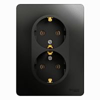 Розетка 2-м С/У GLOSSA 16А с заземл. в сборе антрацит Systeme Electric GSL000724 (1/10/60)