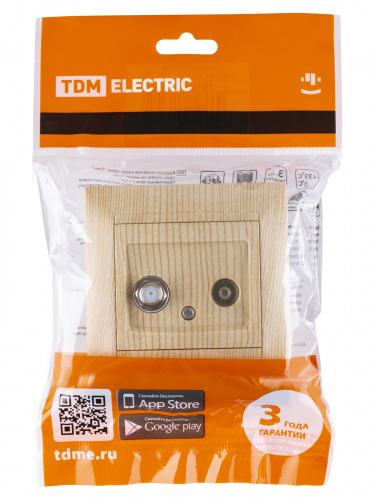 Розетка TV ("мама") + SAT (F-разъем) 0-2400МГц сосна , с/у, "Лама" (10/120) TDM (SQ1815-0320) фото 2 Розетка TV ("мама") + SAT (F-разъем) 0-2400МГц сосна , с/у, "Лама" (10/120) TDM (SQ1815-0320) фото 2