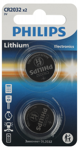 Элемент питания PHILIPS  CR2032 2BL (2/40/400/56000) (Б0062716)