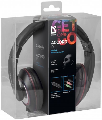 Гарнитура DEFENDER Accord 171, черный, шнур 1,2 м. (1/20) (63171) фото 11