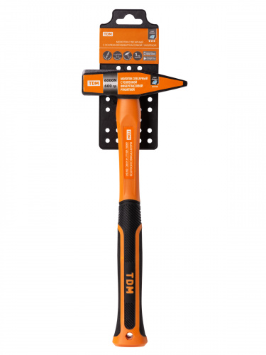 Молоток слесарный, 600 гр, кованый, с усилен. прорезиненной фиберглассовой рукояткой "Алмаз" TDM (1/1/18) (SQ1036-0114) фото 2