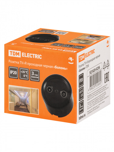 Розетка TDM TV+R проходная черная «Болонь» (1/72) (SQ1820-0256) фото 2 Розетка TDM TV+R проходная черная «Болонь» (1/72) (SQ1820-0256) фото 2