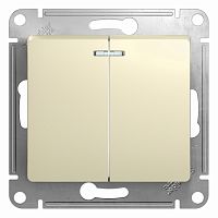 Механизм выключателя 2-кл. С/У GLOSSA 10А IP20 (сх. 5а) 10AX с подсветкой механизм беж. Systeme Electric GSL000253 (1/20/160)