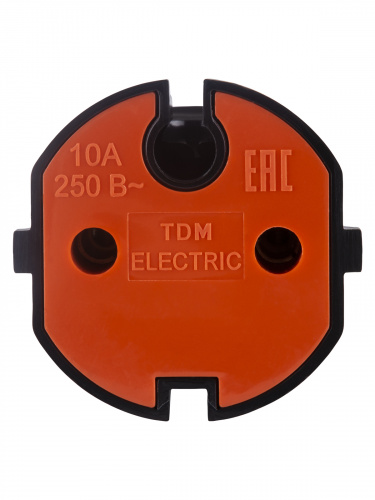 Кабельная розетка б/з черная с красной вставкой 10А 250B чернаяTDM (48/720) (SQ1806-0214) фото 4