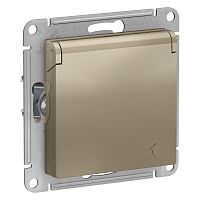Механизм розетки 1-м С/У ATLASDESIGN 16А IP20 с заземл. защ. шторки с крышкой шампань Systeme Electric ATN000546 (1/10/60)
