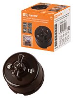 Выключатель фарфоровый поворотный перекрёстный с ручкой (бантик) 10А коричневый «Болонь» TDM (1/72) (SQ1820-0417)