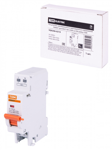 Расцепитель минимального и максимального напряжения РММ47 (для ВА47-60) 230В на DIN-рейку TDM (1/6/60) (SQ0206-0219) Расцепитель минимального и максимального напряжения РММ47 (для ВА47-60) 230В на DIN-рейку TDM (1/6/60) (SQ0206-0219)