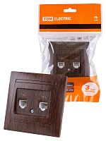 Розетка двойная телефонная RJ11 венге , с/у, "Лама" (10/120) TDM (SQ1815-0418)