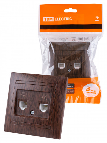 Розетка двойная телефонная RJ11 венге , с/у, "Лама" (10/120) TDM (SQ1815-0418) Розетка двойная телефонная RJ11 венге , с/у, "Лама" (10/120) TDM (SQ1815-0418)
