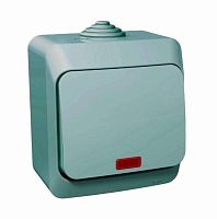 Выключатель 1-кл. О/У ЭТЮД 10А IP44 10AX с подсветкой сер. Systeme Electric BA10-045C (1/14/112)