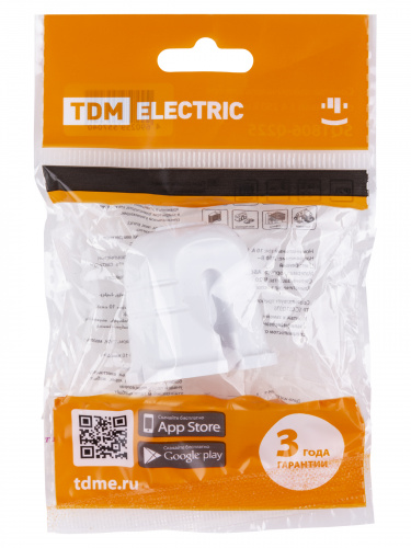 Кабельная розетка б/з белая с красной вставкой 10А 250B белая TDM (48/720) (SQ1806-0213) фото 2