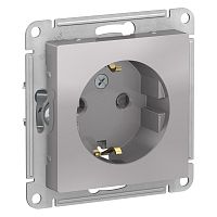 Механизм розетки 1-м С/У ATLASDESIGN 16А IP20 с заземл. защ. шторки алюм. Systeme Electric ATN000345 (1/10/60)