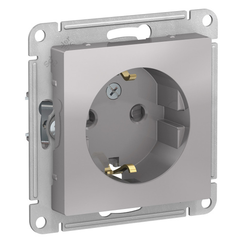Механизм розетки 1-м С/У ATLASDESIGN 16А IP20 с заземл. защ. шторки алюм. Systeme Electric ATN000345 (1/10/60)