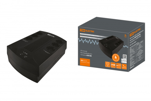 Источник бесперебойного питания ИБП 650 ВА 6 розеток +2USB TDM (1/2) (SQ1204-0001)
