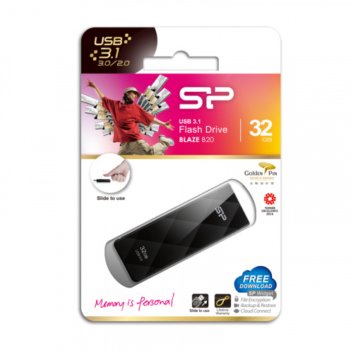 Флеш-накопитель USB 3.0  32GB  Silicon Power  Blaze B20  чёрный (SP032GBUF3B20V1K) фото 6