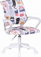 Компьютерное кресло DEFENDER детское Fiesta белый+принт Коты,ткань,класс1 (1/1) (64815)
