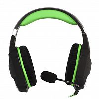 Игровая гарнитура Smartbuy RUSH VIPER, велюровые амбушюры, шнур 1м+2м, черный/зеленая (SBHG-2100)