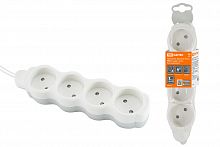 Удлинитель TDM "Люкс" УЛ4 4 гнезда, 10м, б/з, с з/ш, ПВС 2х0,75 мм2 10А/250В бело-серый (1/1/15) (SQ1303-0189)
