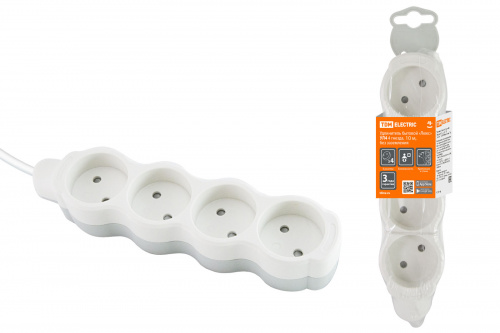 Удлинитель TDM "Люкс" УЛ4 4 гнезда, 10м, б/з, с з/ш, ПВС 2х0,75 мм2 10А/250В бело-серый (1/1/15) (SQ1303-0189) Удлинитель TDM "Люкс" УЛ4 4 гнезда, 10м, б/з, с з/ш, ПВС 2х0,75 мм2 10А/250В бело-серый (1/1/15) (SQ1303-0189)