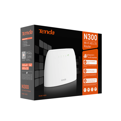 Роутер TENDA 4G03, 4G LTE wiFi 802.11b/g/n, поддержка FDD LTE/TDD LTE/DC-HSPA+/GSM, 802.11 b/g/n 300Мбит/с, белый (1/10) фото 4