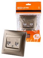 Розетка двойная телефонная RJ11  бронза , с/у, "Лама" (10/120) TDM (SQ1815-0718)