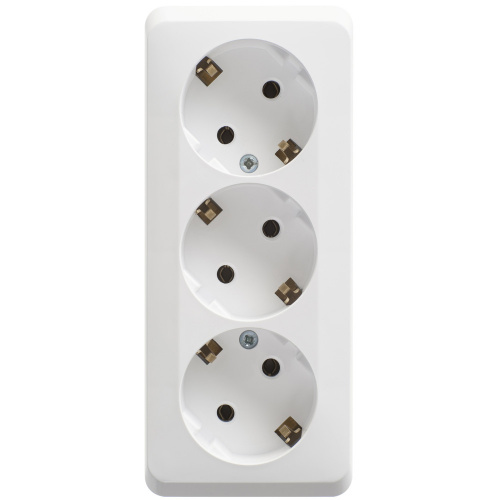 Розетка 3-м О/У ЭТЮД 16А IP20 250В с заземл. без защ. шторок бел. Systeme Electric PA16-011B (1/9/72)