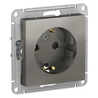 Механизм розетки 1-м С/У ATLASDESIGN 16А IP20 с заземл. защ. шторки сталь Systeme Electric ATN000945 (1/5/20)