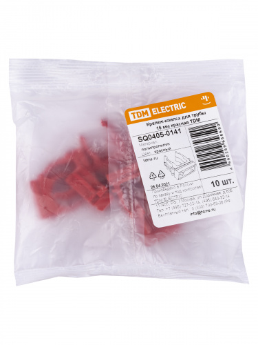 Крепеж-клипса для трубы ПНД 16 мм (10 шт.) красная TDM (1/10/1500) (SQ0405-0141) фото 2 Крепеж-клипса для трубы ПНД 16 мм (10 шт.) красная TDM (1/10/1500) (SQ0405-0141) фото 2