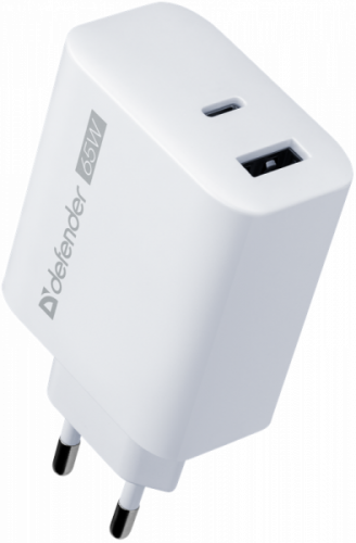 Блок питания сетевой 1 USB, 1 Type-C DEFENDER UPA-165 65W, белый (1/50) (83582)
