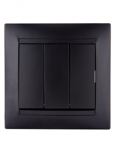 Выключатель 3-х клавишный 10А графит "Лама" с/у (1/10/120) TDM (SQ1815-0603) фото 4