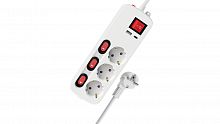 Сетевой фильтр RITMIX RM-231CKOP Белый, удлинитель, 3 евророзетки 16A, каб. медный 2м. 3*1,0 мм, кнопка пит. на каждую розетку, с заземлением (1/20) (80006418)