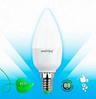 Лампа светодиодная SMARTBUY C37 9,5Вт 220V 6000K E14 (свеча, холодный дневной свет) (10/100) (SBL-C37-9_5-60K-E14)