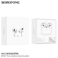 Наушники внутриканальные Borofone BW27, пластик, bluetooth 5.3, микрофон, цвет: белый (1/17/102) (6974443386929)