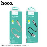Переходник AUX, Jack 3,5mm(f) - USB(m) HOCO UPA32D, ткань, цвет: черный (1/31/310) (6942007650946)
