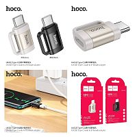 Переходник Type-C(m) - 8 pin(f) HOCO UA31E, пластик, OTG, USB2.0, цвет: чёрный (1/46/276) (6942007628167)