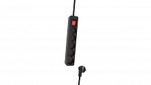 Сетевой фильтр RITMIX RM-350K Black, удлинитель, 5 розеток, кнопка питания, кабель медный 3м, 16А, 3680Вт, с заземлением (1/20) (80004148)