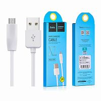 Кабель USB - микро USB HOCO X1 Rapid series, 1.0м, круглый, 2.1A, силикон, цвет: белый (1/30/300) (6957531032038)