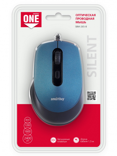 Мышь проводная Smartbuy ONE 265-B (SBM-265-B), синяя (1/40) фото 3