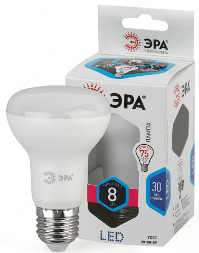 Лампа светодиодная ЭРА STD LED R63-8W-840-E27 Е27 / Е27 8Вт рефлектор нейтральный белый свет (1/100) (Б0028490) фото 3