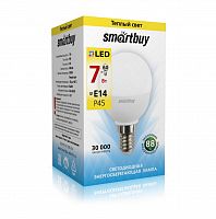 Лампа светодиодная SMARTBUY P45 7Вт 220V 3000K E14 (глоб, теплый свет) (1/10/50) (SBL-P45-07-30K-E14)