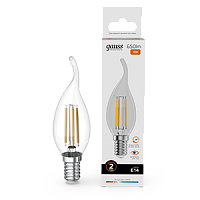 Лампа светодиодная Gauss Filament Elementary Свеча на ветру 10W 650lm 2700К Е14 1/10/100 (42110)