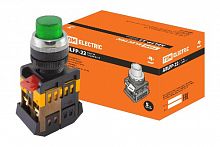 Кнопка ABLFP-22 зеленый d22мм неон/230В 1з+1р TDM (SQ0704-0006)