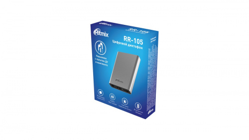 Диктофон RITMIX RR-105 8GB Black, режим MP3-плеера, световой индикатор записи, наушники с пультом ДУ в комплекте, WAV, батарея: 200 мАч. (1/40) (80003854) фото 2