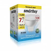 Лампа светодиодная SMARTBUY GU5.3 (MR16) 7Вт 12V 3000K (рефлекторная, теплый свет) (1/100) (SBL-GU5_3-07-30K-12V)