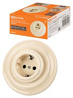Розетка TDM скрытой установки фарфоровая 2П+З 16А 250В сл. кость «Болонь» (1/36) (SQ1820-0322)